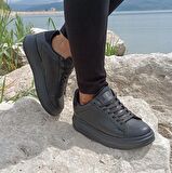 Darkstep 156 Siyah-Siyah Fuspetli Sneaker Düz Taban Spor Ayakkabı