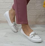 Fiyra 4012 Beyaz Taş Kurdeleli Kaymaz El Yapımı Kadın Babet