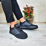 Bestof 074 Siyah-Siyah Sneaker Düz Taban Hafif Rahat Spor Çift Ayakkabısı