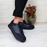 Bestof 074 Siyah-Siyah Sneaker Düz Taban Hafif Rahat Spor Çift Ayakkabısı