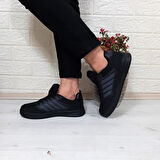 Bestof 074 Siyah-Siyah Sneaker Düz Taban Hafif Rahat Spor Çift Ayakkabısı