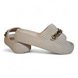 Fiyra 3011 Bej Zincirli Önü Açık Havuz Plaj Günlük Kadın Terlik