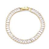 BZ 22 Ayar Altın Kaplama Baget Taşlı Su Yolu Zarif Bileklik-16cm Boy