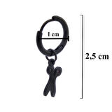 BZ 316L Çelik Unisex Siyah Tek Makas Küpe UNK-488