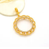 Tam Altın Çerçeveli Kolye​ Ucu Altın Kaplama TGR-611