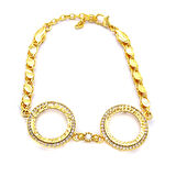 2 Çeyrekli Çerçeve Bileklik Altın Kaplama Arpa Zincir Kelepçe BLK-1045