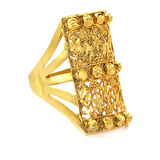 Çelik Yüzük Kadın Altın Kaplama Dorikalı Kaburga Model YZK-498