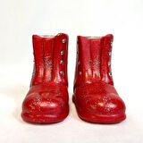 Uretti - Hülya 6683 6004 El Yapımı Alüminyum Kabartma İşlemeli Seramik Kırmızı Ayakkabı 2'li Biblo Seti