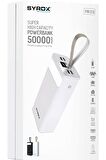 Syrox PB125 50000 mAh Hızlı Şarj Powerbank Beyaz 