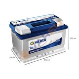 Varta Akü 12V 72 Ah Amper E43 (Ford-Opel Alçak Tip)
