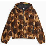 Puma Downtown Allover Print Kadın Kahverengi Polar Ceket (621688-01)