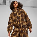 Puma Downtown Allover Print Kadın Kahverengi Polar Ceket (621688-01)