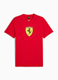 62380502 Ferrari Race Big Shield T Kırmızı Yuvarlak Yaka Regular Fit Baskılı Erkek T-Shirt