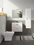VitrA Mia 75024 Banyo Dolabı Seti, Çekmeceli, 80 cm, Parlak Beyaz