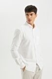 DeFacto %100 Pamuk Regular Fit Polo Yaka Oxford Basic Düz Uzun Kollu Beyaz Gömlek A8028AX24AUWT55