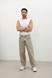 Erkek Skater Fit Jean Pantolon Kahverengi