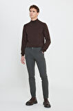 Slim Fit Dar Kesim Pamuklu Esnek Armürlü Yan Cep Pantolon