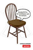 XPERMATE StandartFit Oval Sandalye Minderi Fermuarlı Yıkanabilir Kılıf Bağcıklı Su ve Yağ İtici 42x42x5 Kahverengi