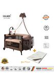 Holmer Coolstyle (Anne Yanı -Deluxe Kumaş) Cibinlikli Dönenceli Oyun Parkı 70x110cm Gri + Aloevera Yatak