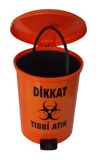 Tıbbi Atık Kovası 40-50 lt Yuvarlak Turuncu Pedallı İç Kovalı 