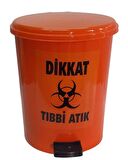 Tıbbi Atık Kovası 40-50 lt Yuvarlak Turuncu Pedallı İç Kovalı 