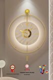 Led’li Gold Kadran Kristal - Büyük Boy (50X75CM) -(3 ADET PİL ILE GELİR) Metal (MOBİLYA) Duvar Saati