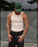 Unisex Likralı Fitilli Slim Fit Atlet