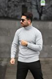 ERKEK UNİSEX GRİ BALIKÇI YAKA TRİKO KAZAK