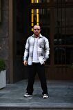 Erkek Unisex Jakarlı Gri  Oversize Gömlek