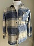 Erkek Unisex Jakarlı Mavi  Oversize Gömlek