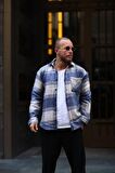 Erkek Unisex Jakarlı Mavi  Oversize Gömlek
