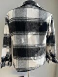 Erkek Unisex Jakarlı Siyah Oversize Gömlek