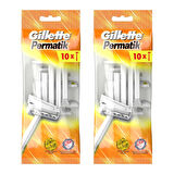 Gillette Permatik Tek Bıçaklı 10 lu Poşet x 2 Adet