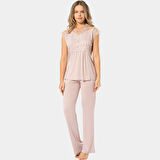 Türen Kadın Lohusa Pijama Takımı 3294/Pudra