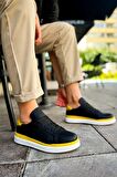 CH979 Santoni GBT Spor Erkek Ayakkabı SIYAH/SARI