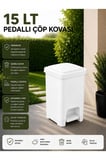 15 Lt Slim Pedallı Çöp Kovası Beyaz