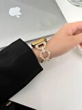 Megafox Apple Watch Seri 2/3/4/5/6/7/8/Se Metal Şık Taşlı Tasarımlı Klipsli Kordon 38-40-41Mm Uyumlu