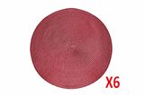 Porland Vista 38 cm Yuvarlak Bordo Silinebilir Örme Amerikan Servis Takımı 6 Kişilik