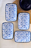 Tabak Evi Blue Heaven Kayık Tabak 4 lü 17x12x3cm
