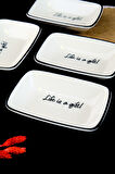 Tabak Evi Motto Gift Kayık Tabak 4 lü 17x12x3cm