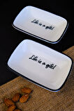 Tabak Evi Motto Gift Kayık Tabak 2 li 14x10x2cm
