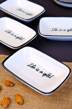 Tabak Evi Motto Gift Kayık Tabak 4 lü 14x10x2cm