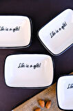 Tabak Evi Motto Gift Kayık Tabak 4 lü 14x10x2cm
