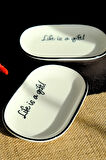 Tabak Evi Motto Gift Kayık Tabak 2 li 18x11x2cm