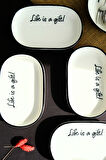 Tabak Evi Motto Gift Kayık Tabak 4 lü 18x11x2cm