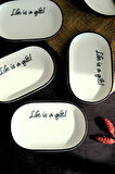 Tabak Evi Motto Gift Kayık Tabak 4 lü 18x11x2cm