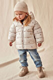Next Baby Krem Ayıcık Desenli Tam Polar Astarlı Suya Dayanıklı Mont