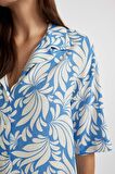 DeFacto Regular Fit Desenli Pijama Yaka Kısa Kollu Gömlek C3389AX24SMWT32