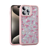 Apple iPhone 14 Pro Max Uyumlu Kılıf Taşlı ve Simli Tasarım Azra Kapak