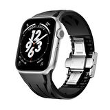 Apple Watch 10 46mm Uyumlu KRD-127 Metal Tokalı Kaliteli TPU Silikon Kordon